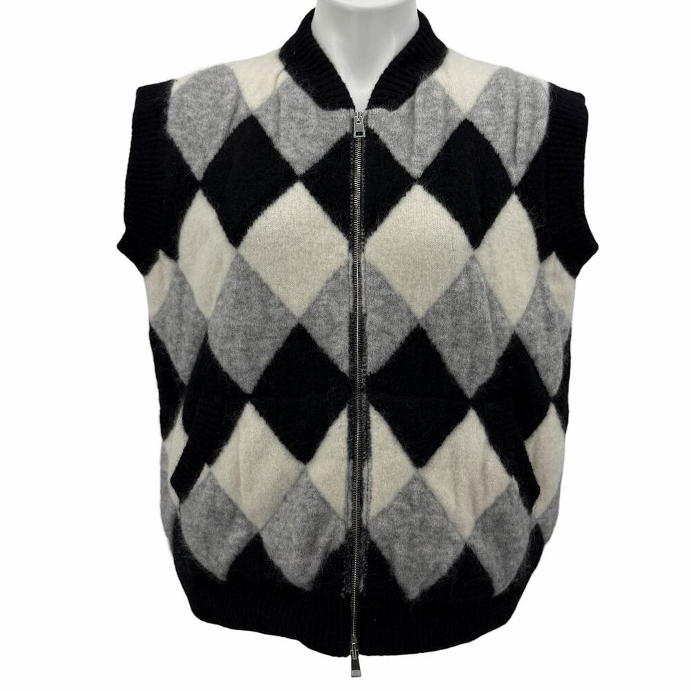 Roberto‎ Collina Mohair Wool Vest Women’s SZ  M Black Gray Italy Luxury Classic